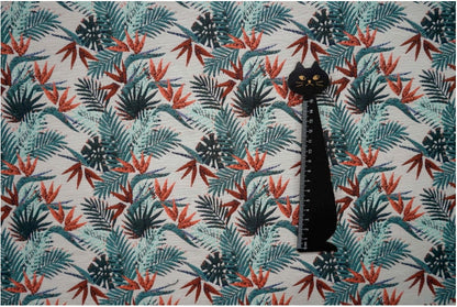 Red and Green Bamboo Fabric: Retro Upholstery, Costume, Decor