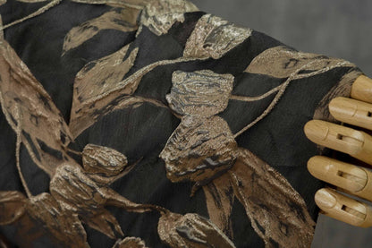 Tissu jacquard réversible, tissu tissé à motif tulipe dorée en relief, 160 cm de large