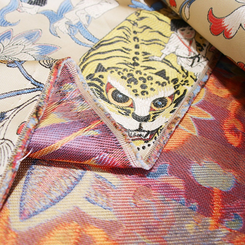 Tiger Jacquard Brocade Fabric: Chinese Embroidery Satin (59" Width)