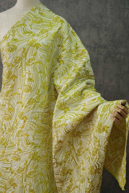 Floral Jacquard Fabric: 55"W Polyester Rayon Upholstery - By The Meter