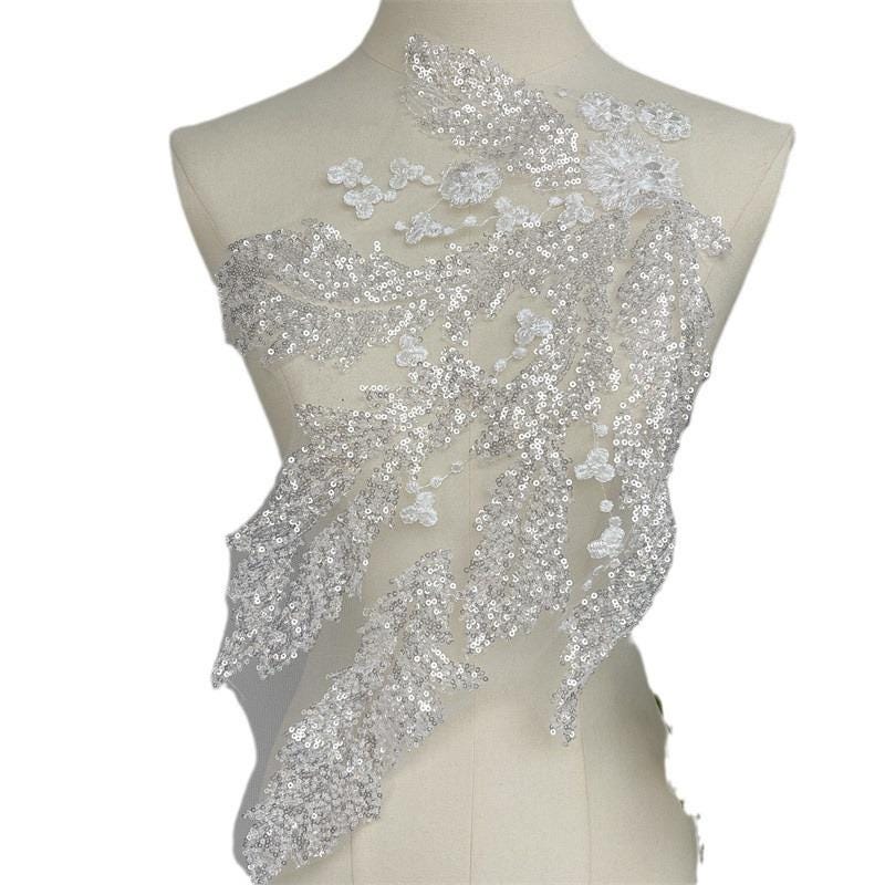 Sequin Embroidered Lace Trim: Bridal Wedding Dress Accessory