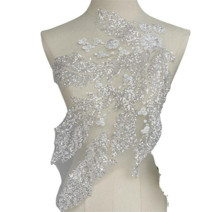 Sequin Embroidered Lace Trim: Bridal Wedding Dress Accessory