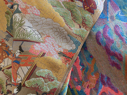 Genji Monogatari Jacquard Silk Brocade Fabric - 59"W Japanese Sewing Fabric