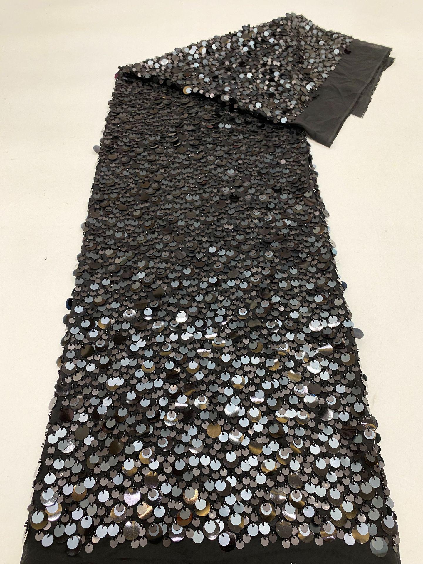 Beaded Sequin Chiffon Fabric: Elegant Party Dress Material (49" Wide)