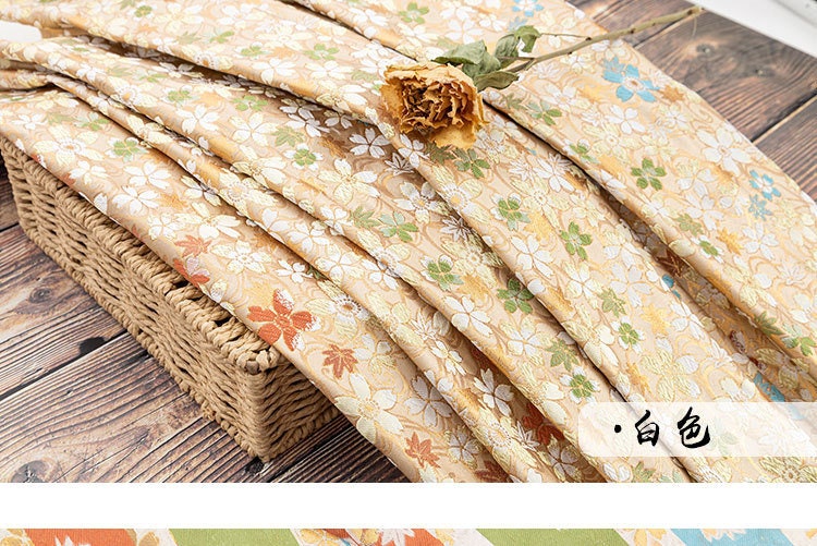 Japanese Cherry Blossom Brocade Fabric: Silk Rayon Jacquard (29.5"W)