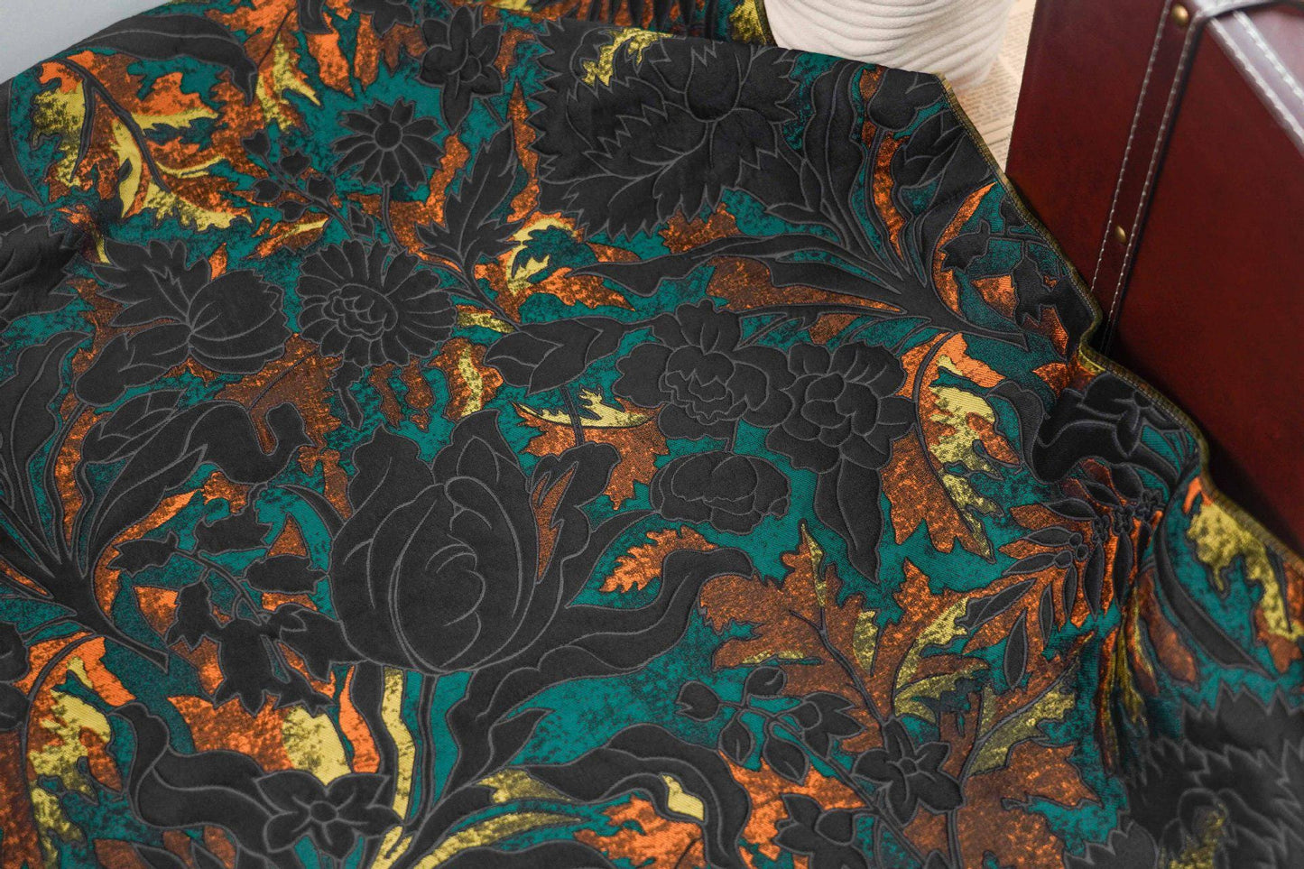 Gold Thread Jacquard Fabric: 3D Oil Painting Texture, 64" Wide