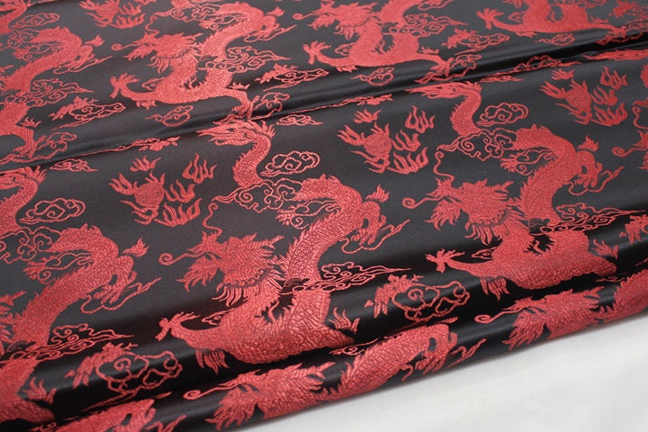 Chinese Dragon robe, cheongsam, Tibetan robe, spinning Fabric, silk, satin, and brocade, 35"W