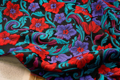 Floral Lurex Jacquard Fabric: 3D Flower Pattern, 62" Wide By 1 Meter