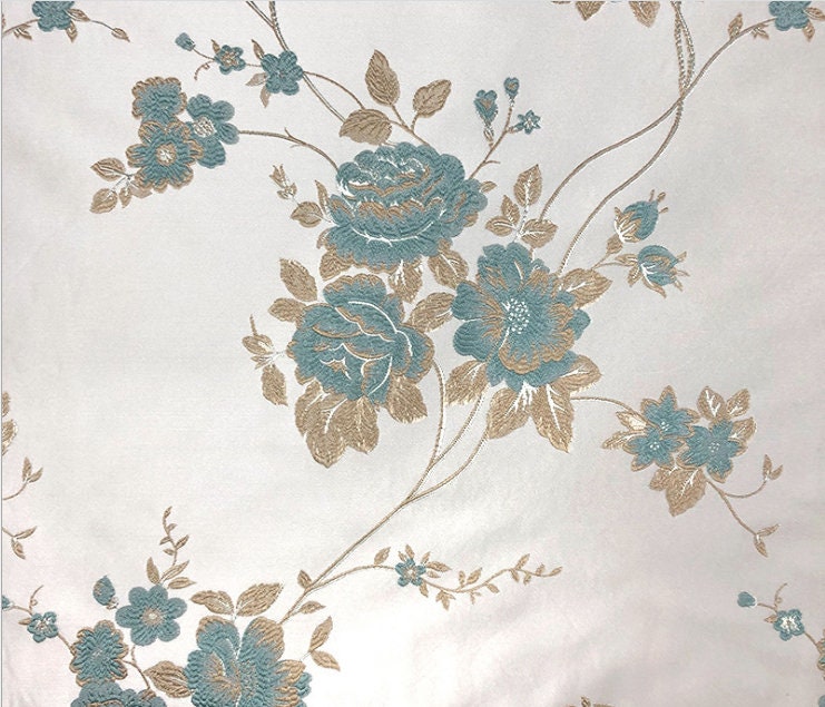 Metallic Damask Satin Fabric: 3D Texture Floral Jacquard (56"W)