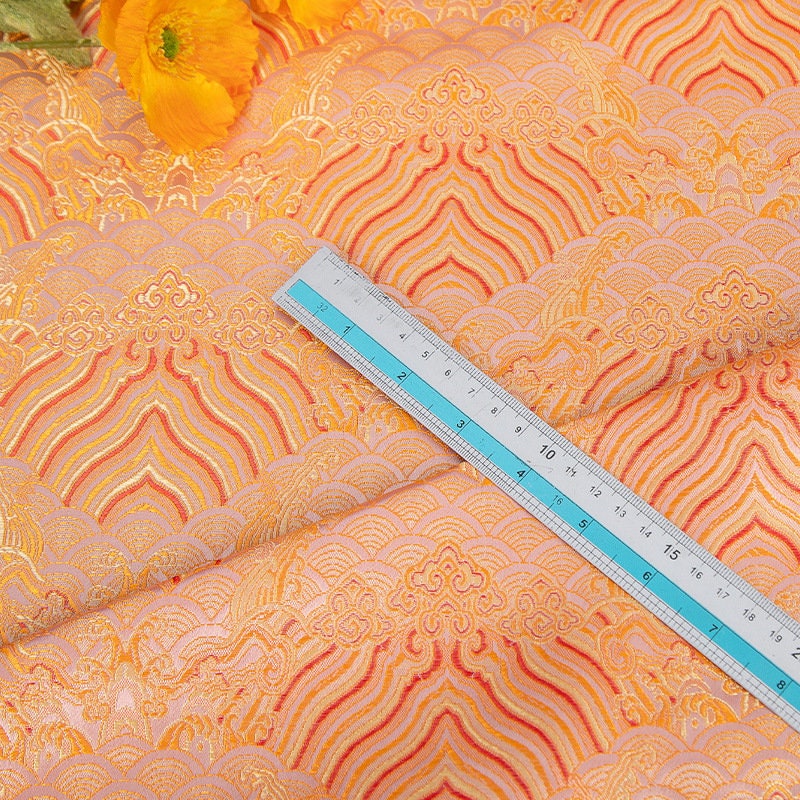 Sea Wave Brocade Fabric: Silk Rayon Jacquard, 59" Wide