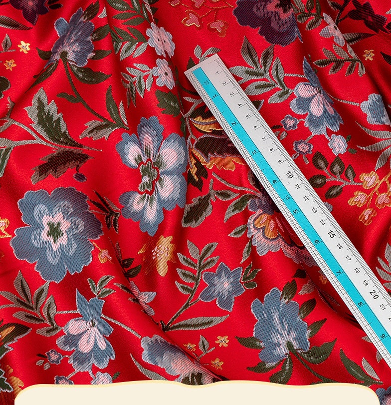 Tissu brocart jacquard Nishijin : tissu réversible à motifs floraux pour kimono, 150 cm de large