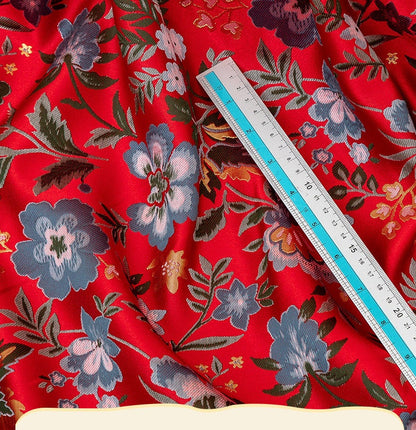 Tissu brocart jacquard Nishijin : tissu réversible à motifs floraux pour kimono, 150 cm de large