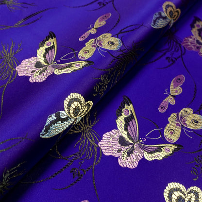 Butterfly Brocade Fabric: Rayon Satin Damask, 45" Wide - By The Meter