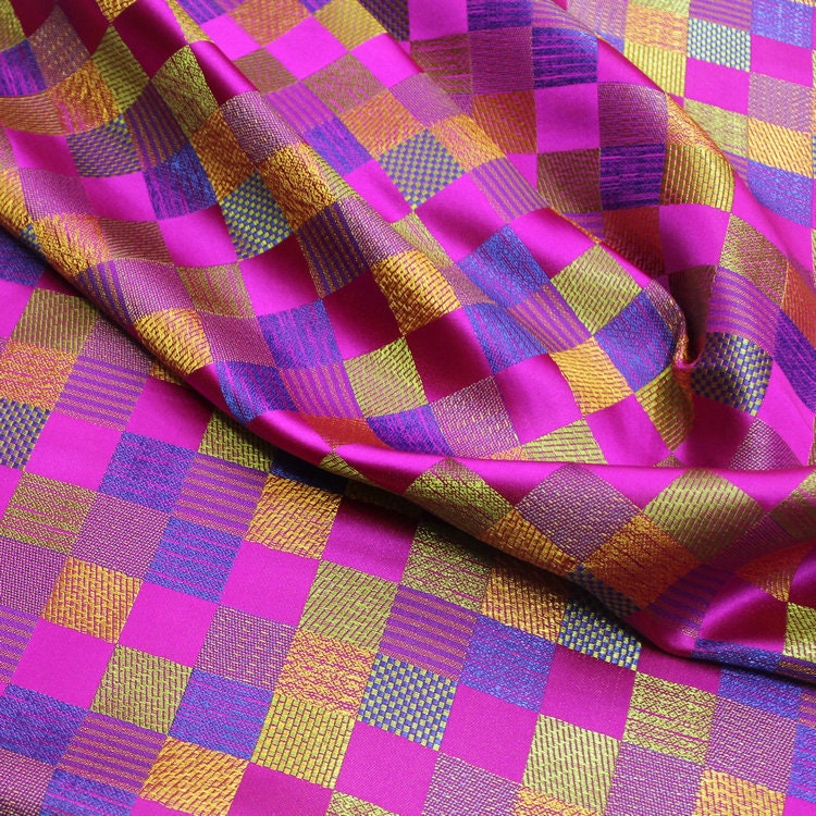 Fuchsia Brocade Fabric: Silk Rayon Jacquard, Cheongsam Qipao Material (35"W)