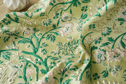 Gold Thread Jacquard Fabric: Retro Floral Upholstery, Costume, Decor