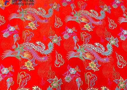 Phoenix Jacquard Satin Fabric: Birds Homage, Upholstery & Sewing (29.5"W)