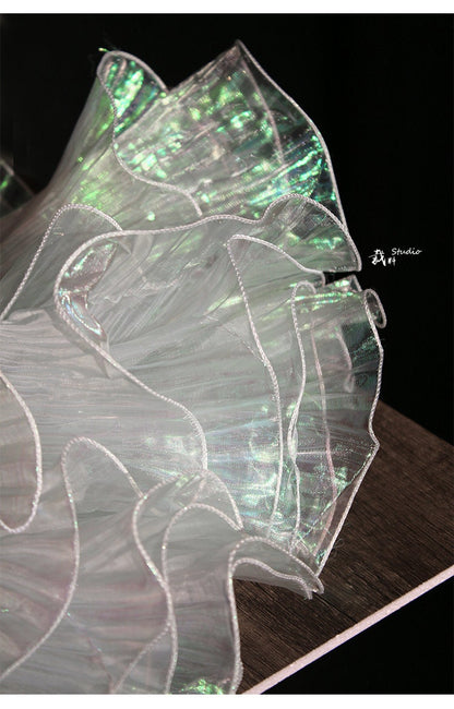 3D Fold Ruffle Organza Fabric - Two Toned Designer Material