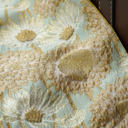Embossed Daisy Jacquard Fabric With Gold Thread: Vintage Court Style, 63"W