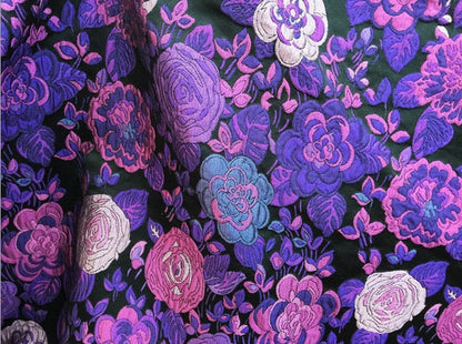 Tissu jacquard brocart à motif floral : style palais rétro, largeur 142 cm