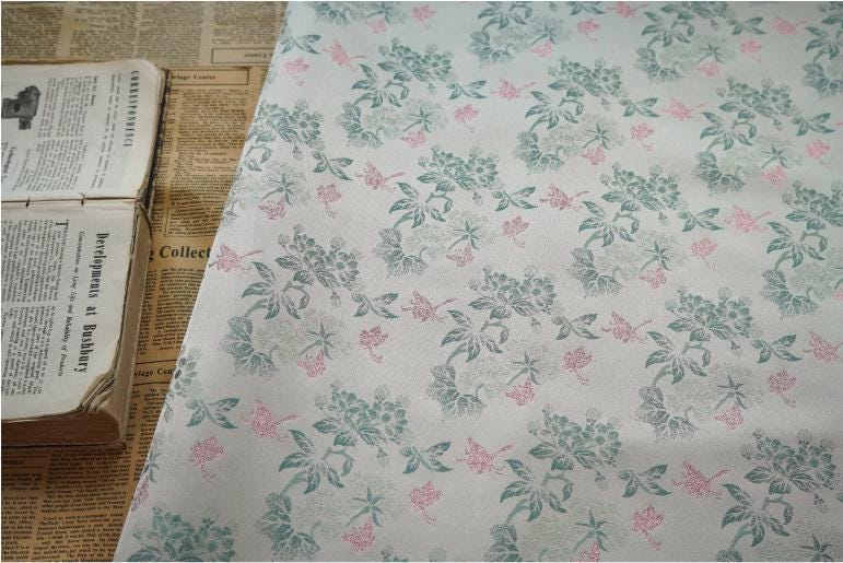 Floral Jacquard Fabric With Gold Thread: 60" Wide, Upholstery & Drapery