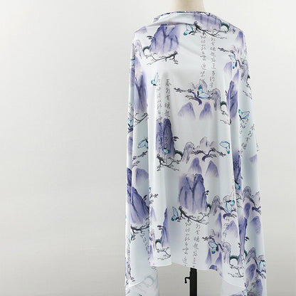 Ancient Pattern Tea Silk Fabric: Rich Texture Satin, 59"W