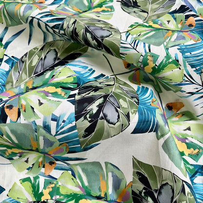 Tropical Leaf Cotton Fabric: 1960s Style Print, 59" Wide