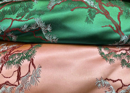 Pine Tree Silk Brocade Fabric: 59" Wide Upholstery & Sewing