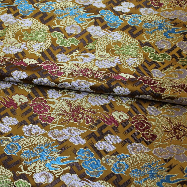 Dragon Robe Fabric: Silk Rayon Cheongsam Material, 29"W