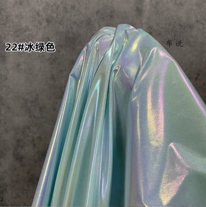 Metallic Silver Pleated Waterproof Fabric: Holographic Padded Jacket Material
