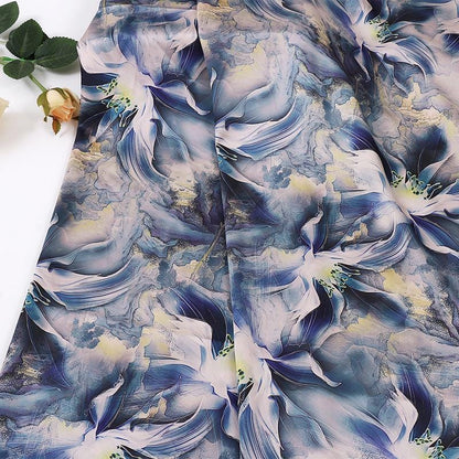 Tissu satiné Shu brocart à motif magnolia : jacquard de soie chinoise (largeur : 150 cm)