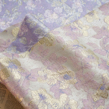 Metallic Floral Jacquard Fabric: Bronzing Gold Thread, 57" Wide