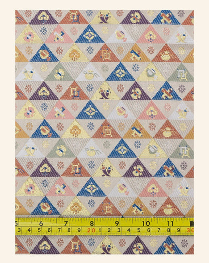 Japanese Brocade Fabric: Silk Blend, Eight Treasures Design