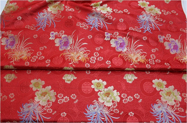 Chrysanthemum Brocade Fabric: Silk Rayon Jacquard, 29.5" Wide