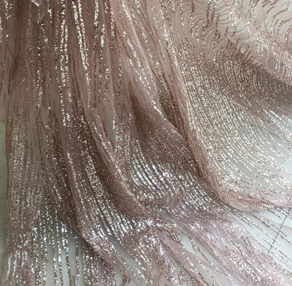 Tissu en dentelle géométrique argentée à paillettes : tulle pour robe de mariée de 140 cm de large