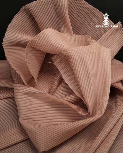 Pleated Crepe Fabric: 59" Wide Polyester Texture for Gowns & Events