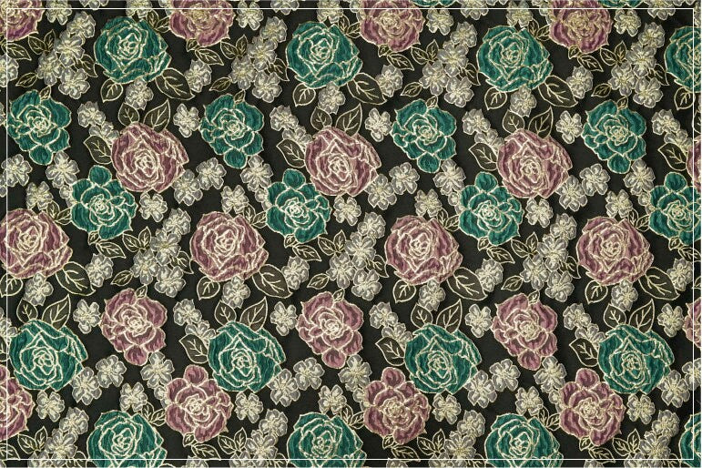 Floral Jacquard Fabric: 3D Oil Painting Texture, 56" Wide - By The Meter