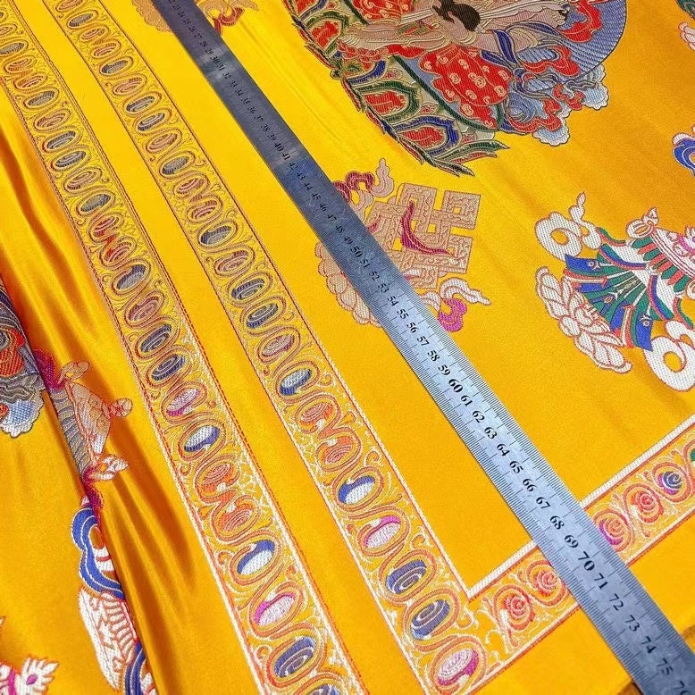 Buddha Jacquard Fabric: Tibetan Brocade for Upholstery & Costume (75x52cm)