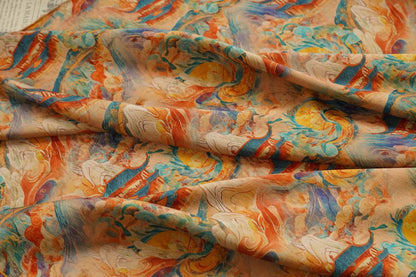 Dunhuang Tea Silk Fabric: Rich Texture Satin, 55"W
