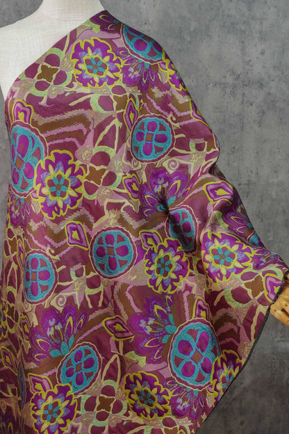 Tissu jacquard gaufré : brocart floral géométrique abstrait, 150 cm de large