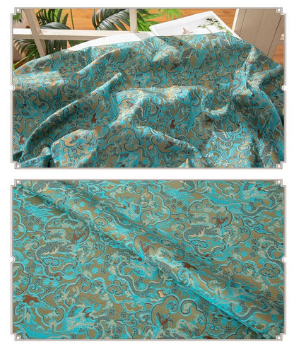 Nishijin Ori Brocade Fabric: Dragon Flowers, Japanese Style (57"W)