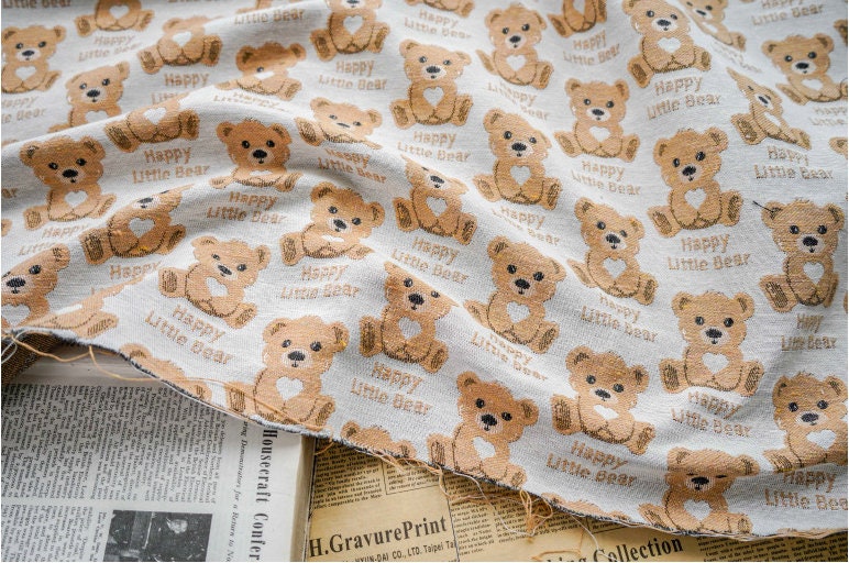 Bear Jacquard Fabric, 60/40 Poly Cotton Blend, 59" Wide