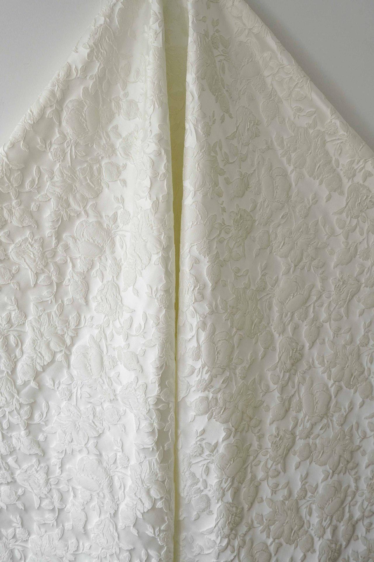 Romantic Off-White Embossed Rose Jacquard Fabric ��� Upholstery, Quilting & Home Dec"Wide