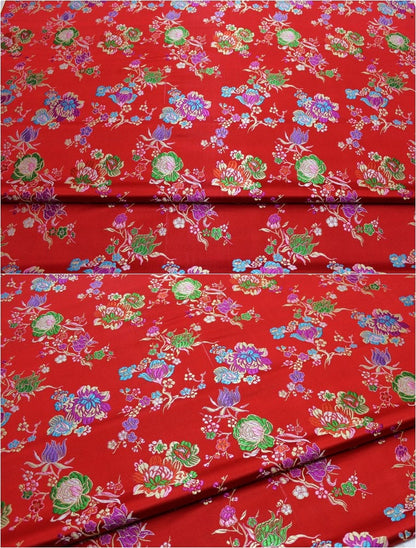 Floral Brocade Fabric: Chinese Style Silk Rayon Blend (29.5" Wide)
