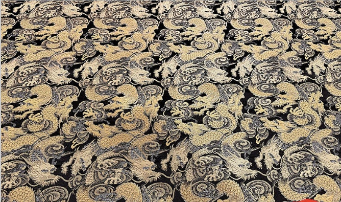 Dragon Kinran Brocade Fabric: Japanese Jacquard Satin (By The Meter)
