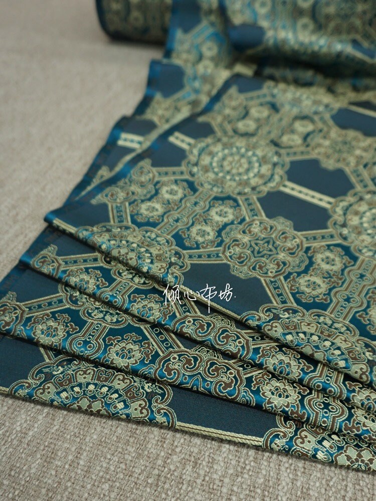 Auspicious Baoxiang Flower Brocade Fabric: Tibetan Robes & Shrines (29.5"W)