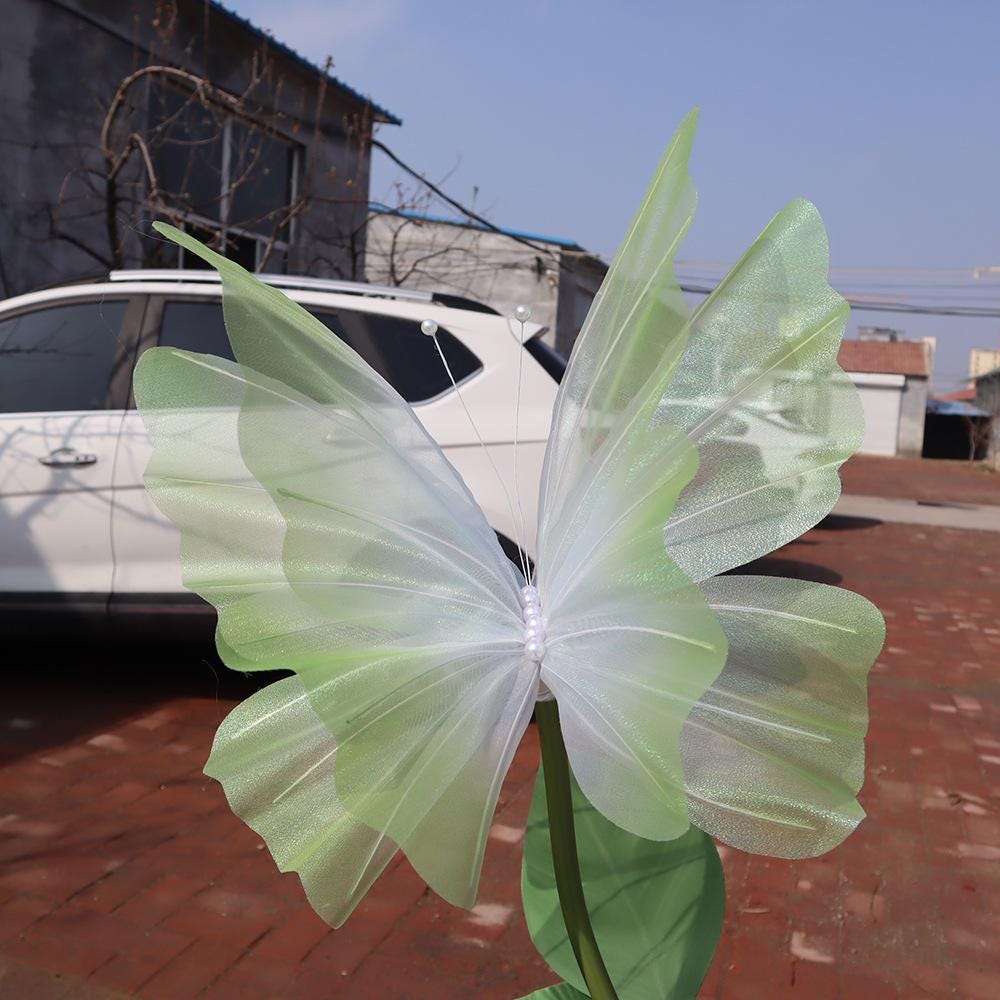 Gradient Butterfly Wedding Decor: Floral Centerpiece, Photo Booth Backdrop