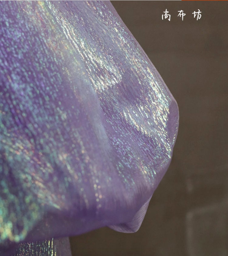 Bright Purple Pleated Mesh Fabric, Cosplay, Wedding, DIY