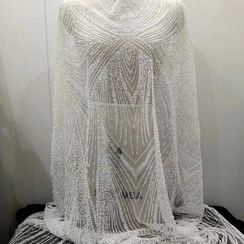 Beaded Sequin Lace Fabric: Bridal Wedding Veil, Gown Accessory
