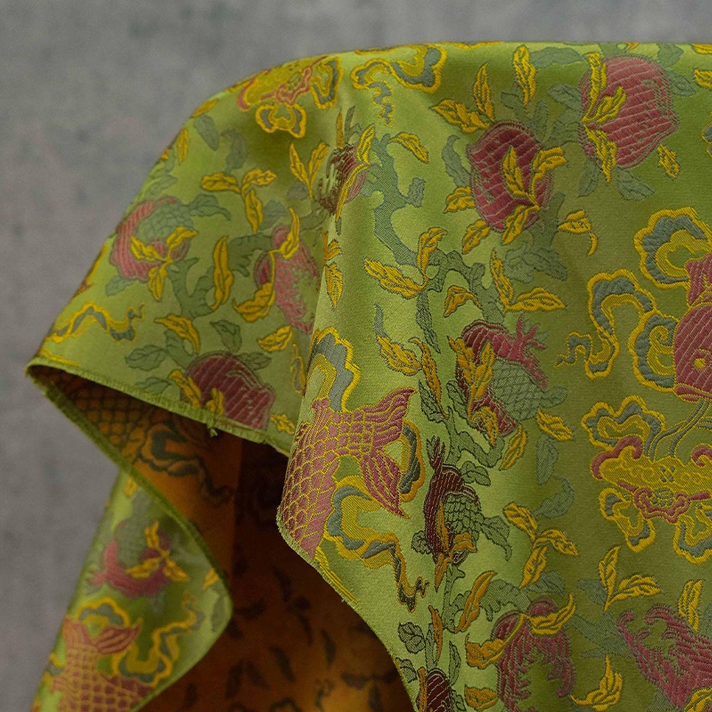 Eight Treasures Double Fish Jacquard Brocade Fabric: Qipao, Hanfu Sewing