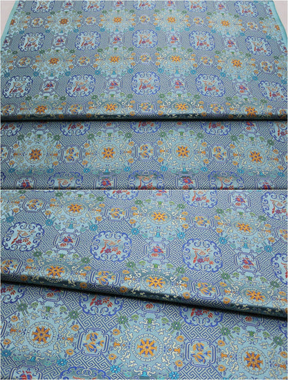 Tissu brocart à motif Thangka : satin jacquard tibétain (29,5 po de largeur)